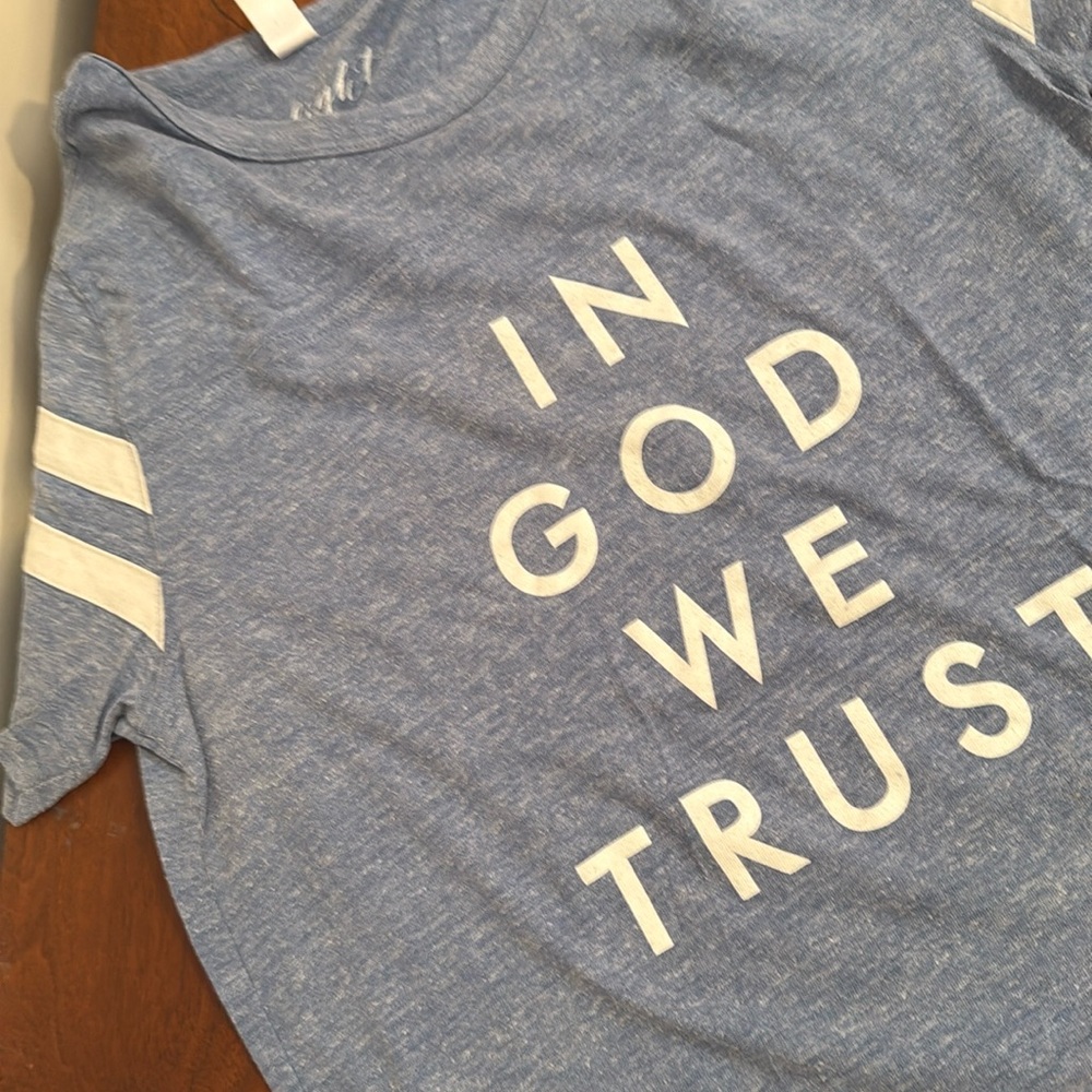 In God We Trust The Light Blonde Raglan Tee Size L